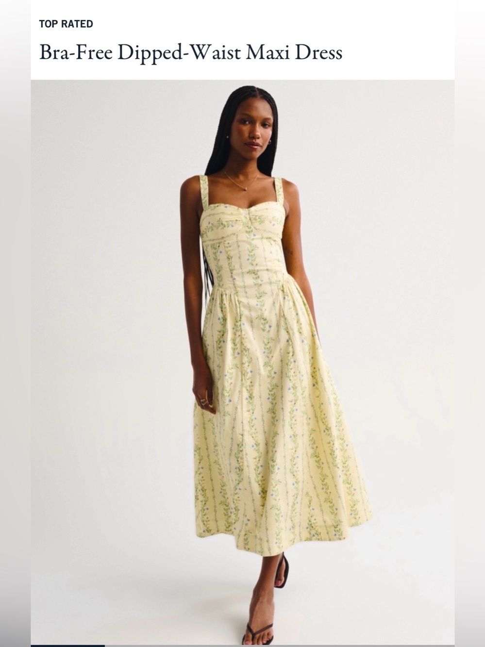 Abercrombie and Fitch Bra-free Dipped-Waist Maxi Dress in Pastel Yellow